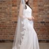 Perfect Bridal Perfect Bridal Ivory Single Tier Floor Length Veil With Lace Train Best