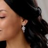 Lace & Favour Savoy Sparkling Crystal Leaf Drop Earrings Clearance