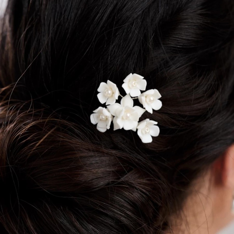 Lace & Favour Posy Ivory Pearl Flowers Bridal Hair Pin Clearance