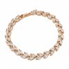 Lace & Favour Amara Rose Gold Crystal Vine Of Leaves Bracelet New