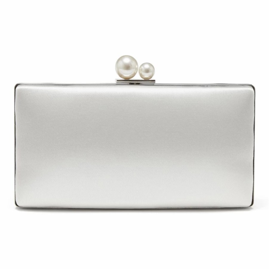 Rainbow Club Rainbow Club Beau Dyeable Ivory Satin Box Clutch Bag With Pearl Clasp Online