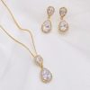 Lace & Favour Zara Gold Teardrop Crystal Wedding Jewellery Set Hot