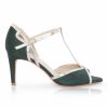 Perfect Bridal Perfect Bridal Joanna Forest Green Suede And Gold T-Bar Shoes Wholesale