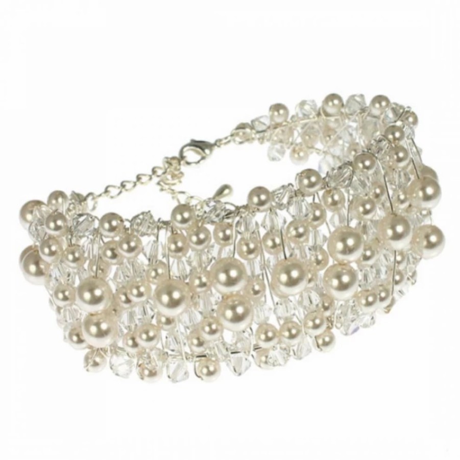 Arianna Arianna Pearl And Crystal Chunky Wedding Cuff Bracelet Arw061 Wholesale