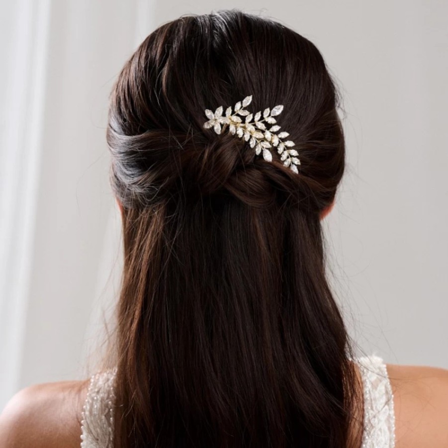 Lace & Favour Aurora Gold Crystal Spray Wedding Hair Comb Wholesale