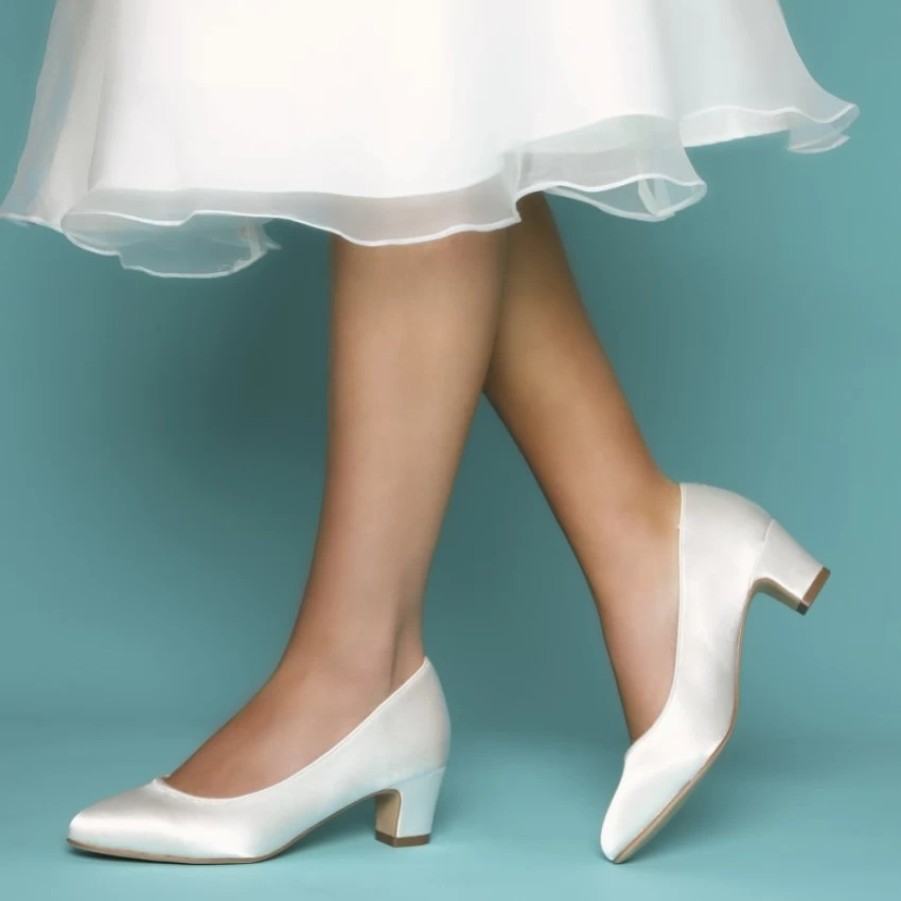 Perfect Bridal Perfect Bridal Melanie Dyeable Ivory Satin Block Heel Court Shoes (Wide Fit) Wholesale