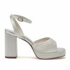 Rainbow Club Rainbow Club Amy Dyeable Ivory Satin Square Toe Block Heel Platform Sandals Online