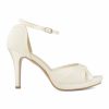 Avalia Shoes Avalia Alba Ivory Satin And Lace Peep Toe Platform Sandals Best