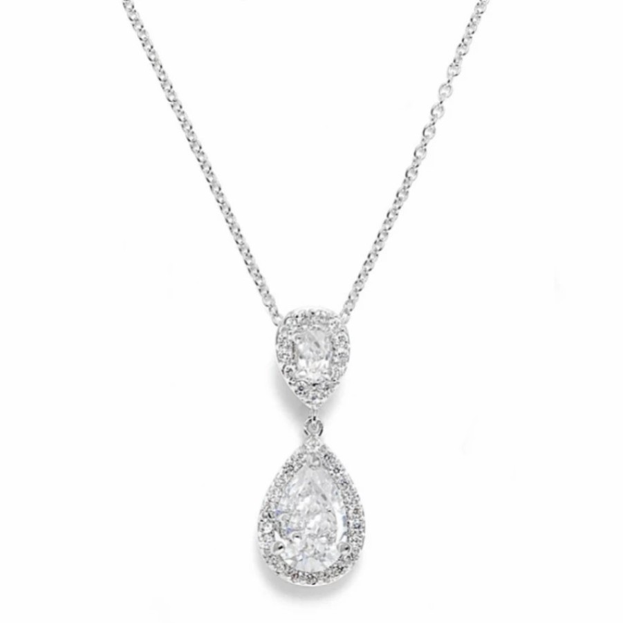 Lace & Favour Celeste Crystal Embellished Pendant Necklace (Silver) Hot