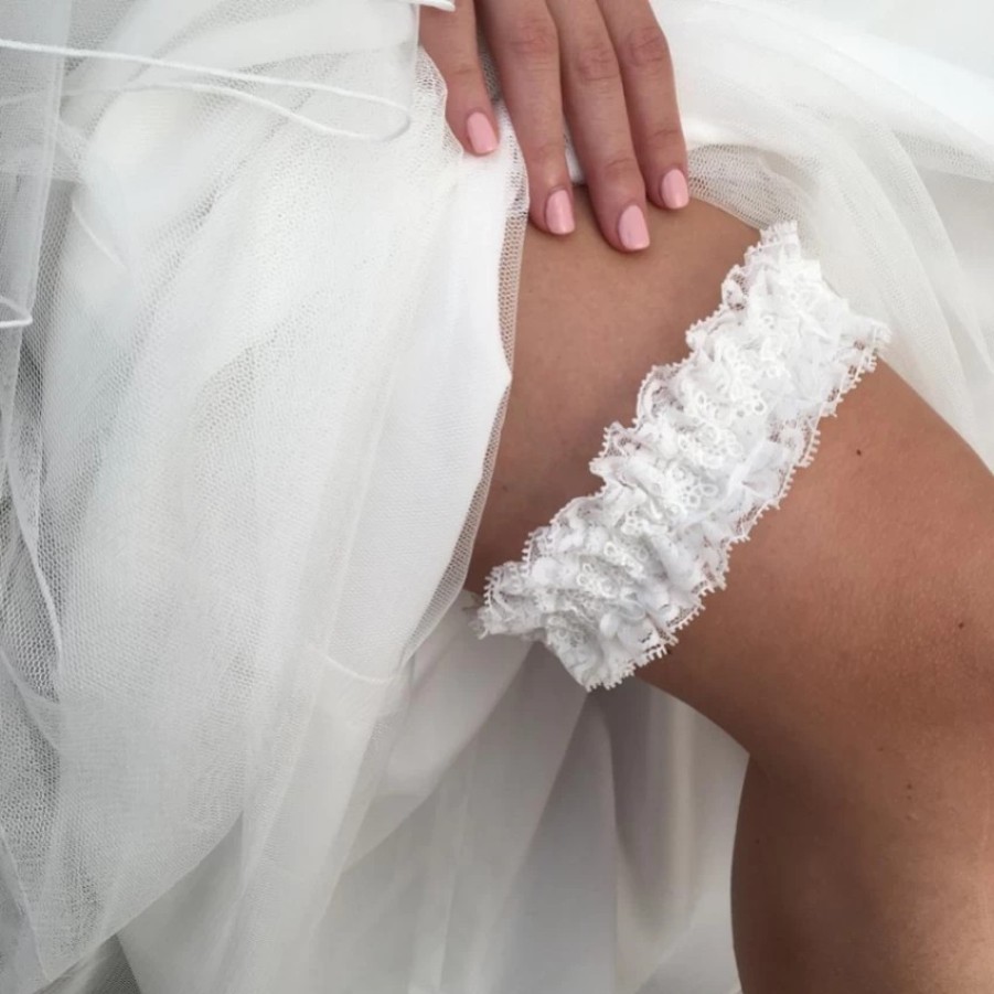 Boudoir Couture Honesty Classic Ivory Lace Bridal Garter New