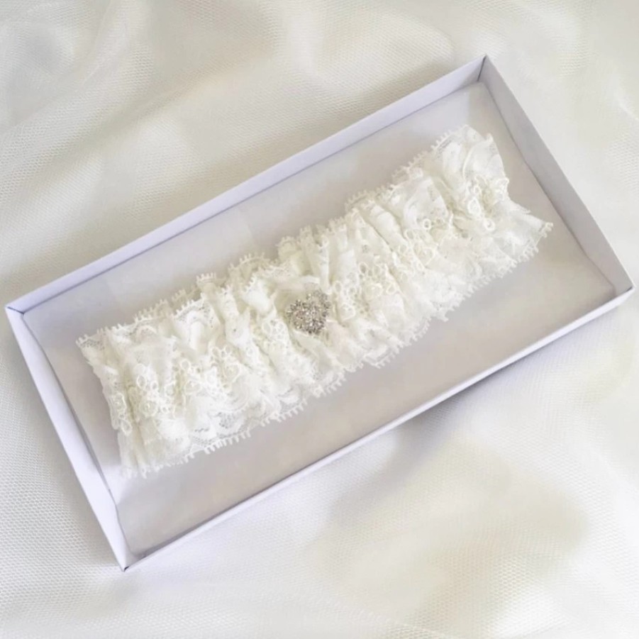 Boudoir Couture Honesty Classic Ivory Lace Bridal Garter New