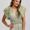 Beverly Hills Sophia Sage Green Feather Bolero Hot