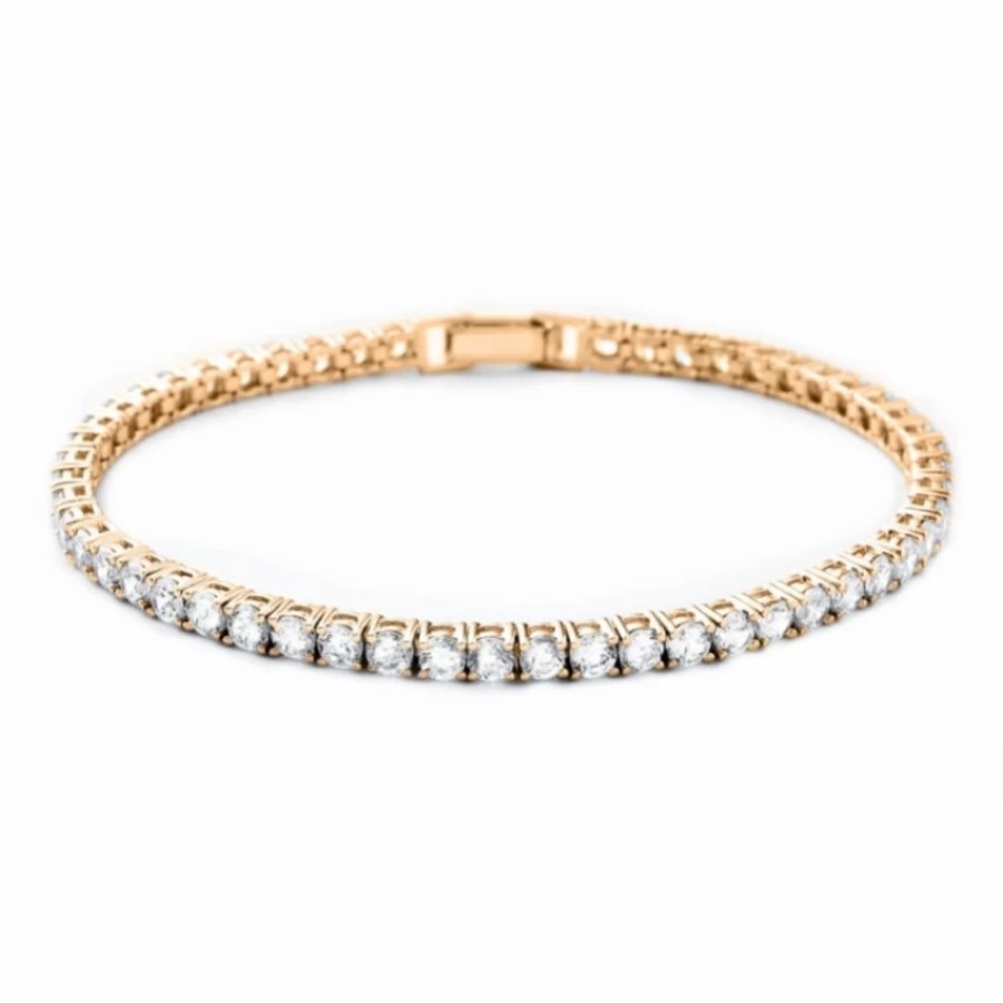 Lace & Favour Alanna Simple Cubic Zirconia Tennis Bracelet (Gold) Hot