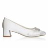 Pink Paradox London Paradox London Brittney Ivory Satin Wide Fit Low Block Heel Court Shoes New