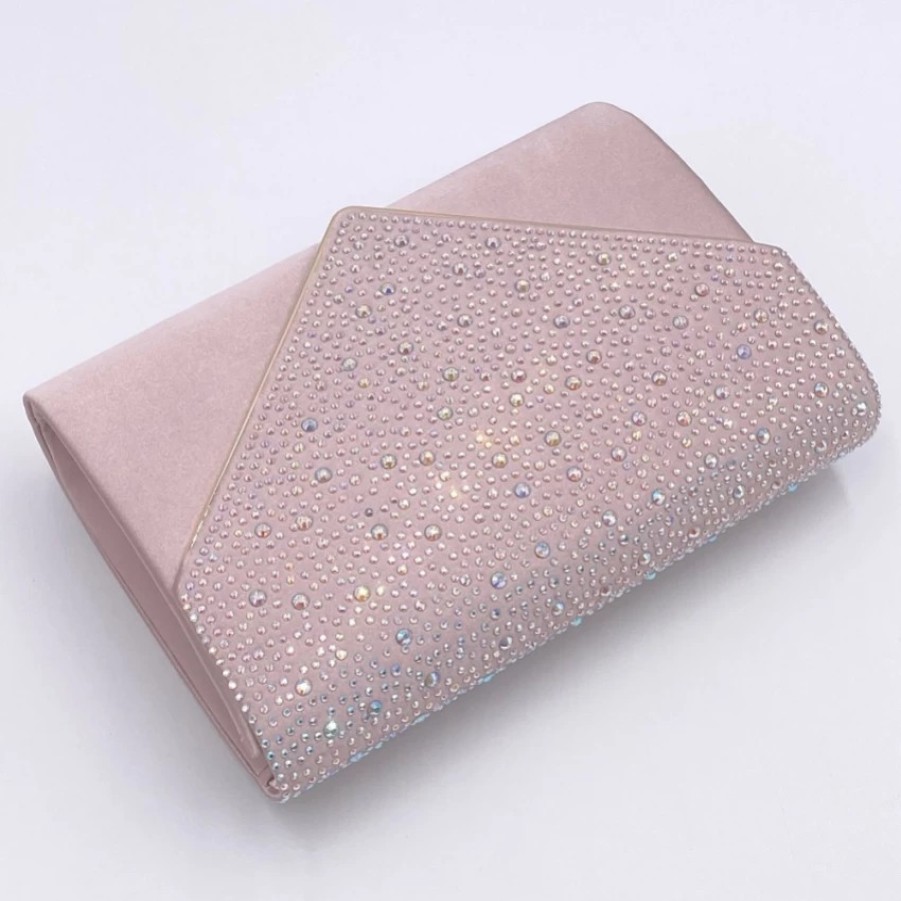 Perfect Bridal Perfect Bridal Anya Taupe Satin And Diamante Envelope Clutch Bag Wholesale