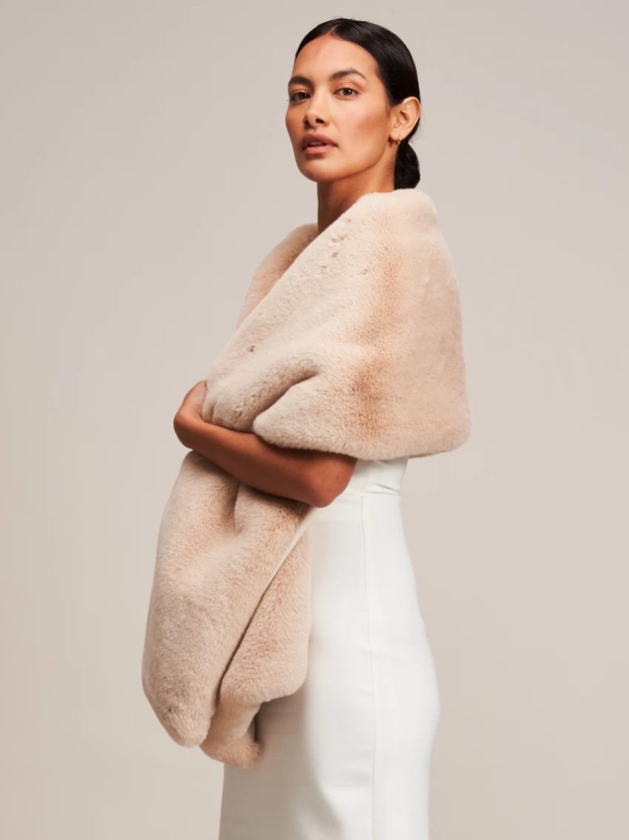 Helen Moore Helen Moore Beige Long Faux Fur Stole Clearance