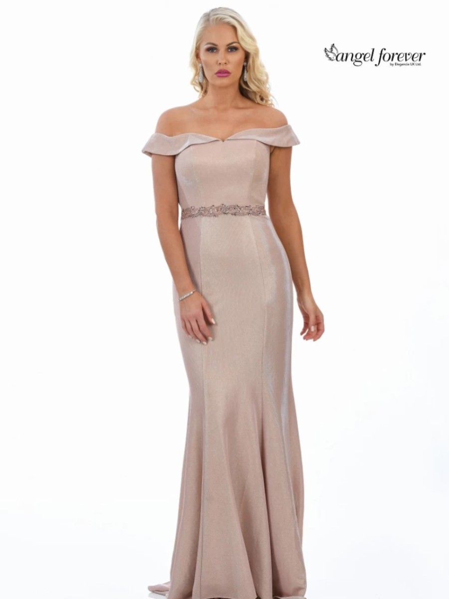 Angel Forever Angel Forever Shimmer Fabric Off The Shoulder Prom Dress (Rose Gold) Wholesale