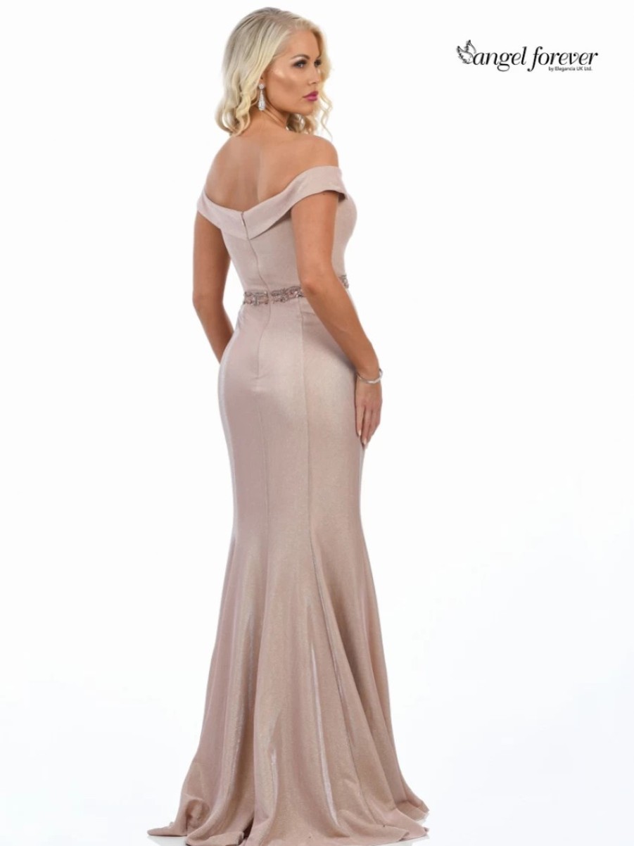 Angel Forever Angel Forever Shimmer Fabric Off The Shoulder Prom Dress (Rose Gold) Wholesale