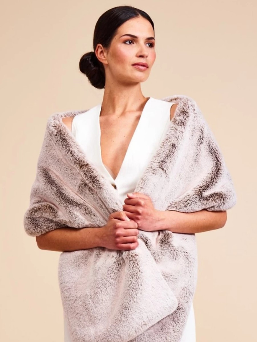 Helen Moore Helen Moore Cappuccino Long Faux Fur Stole Clearance