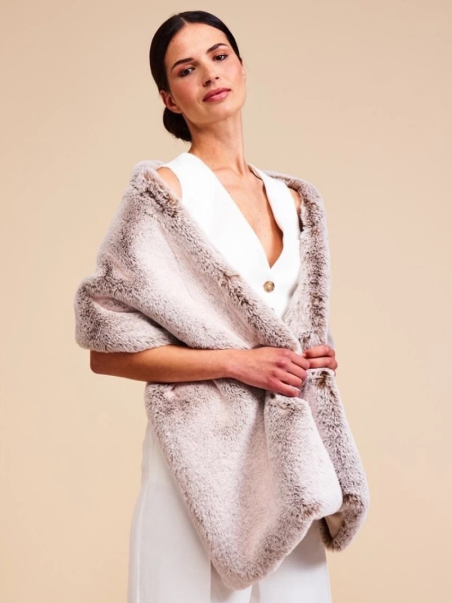 Helen Moore Helen Moore Cappuccino Long Faux Fur Stole Clearance