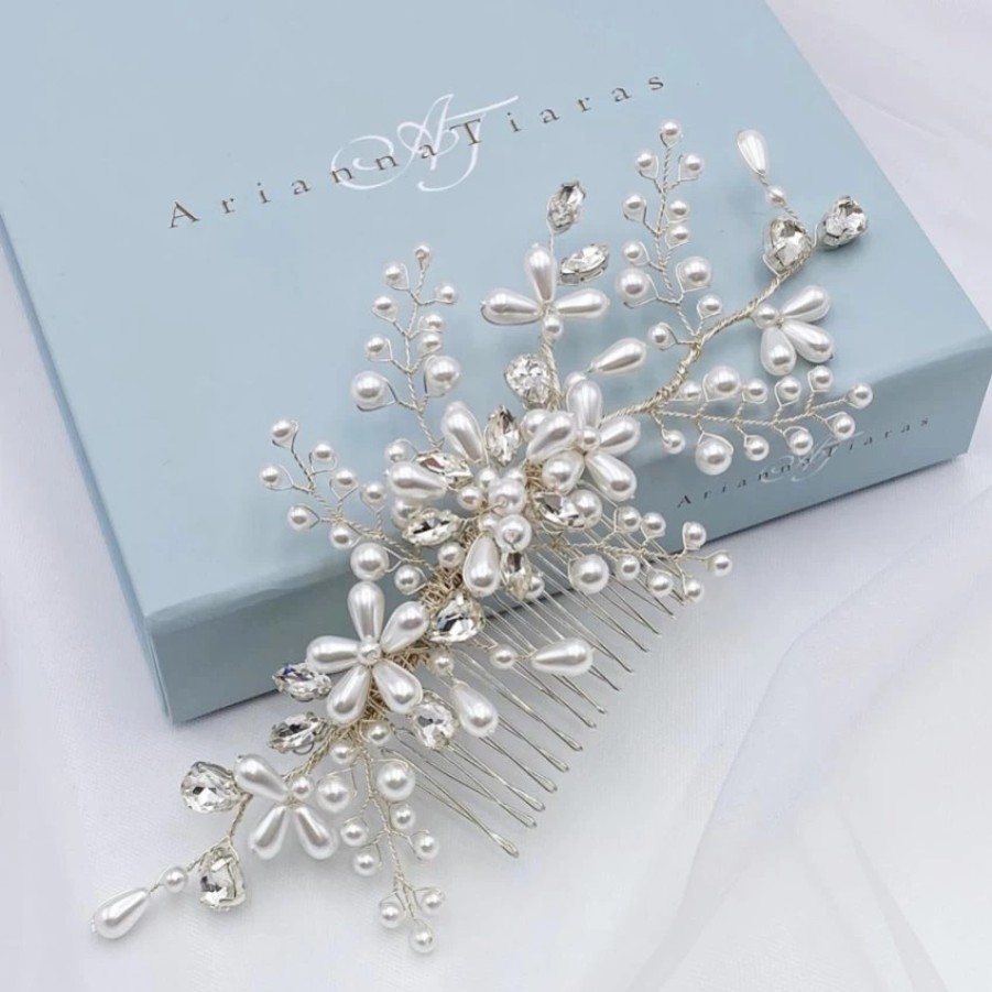 Arianna Arianna Honeysuckle Pearl Floral Hair Comb Ar607 Wholesale