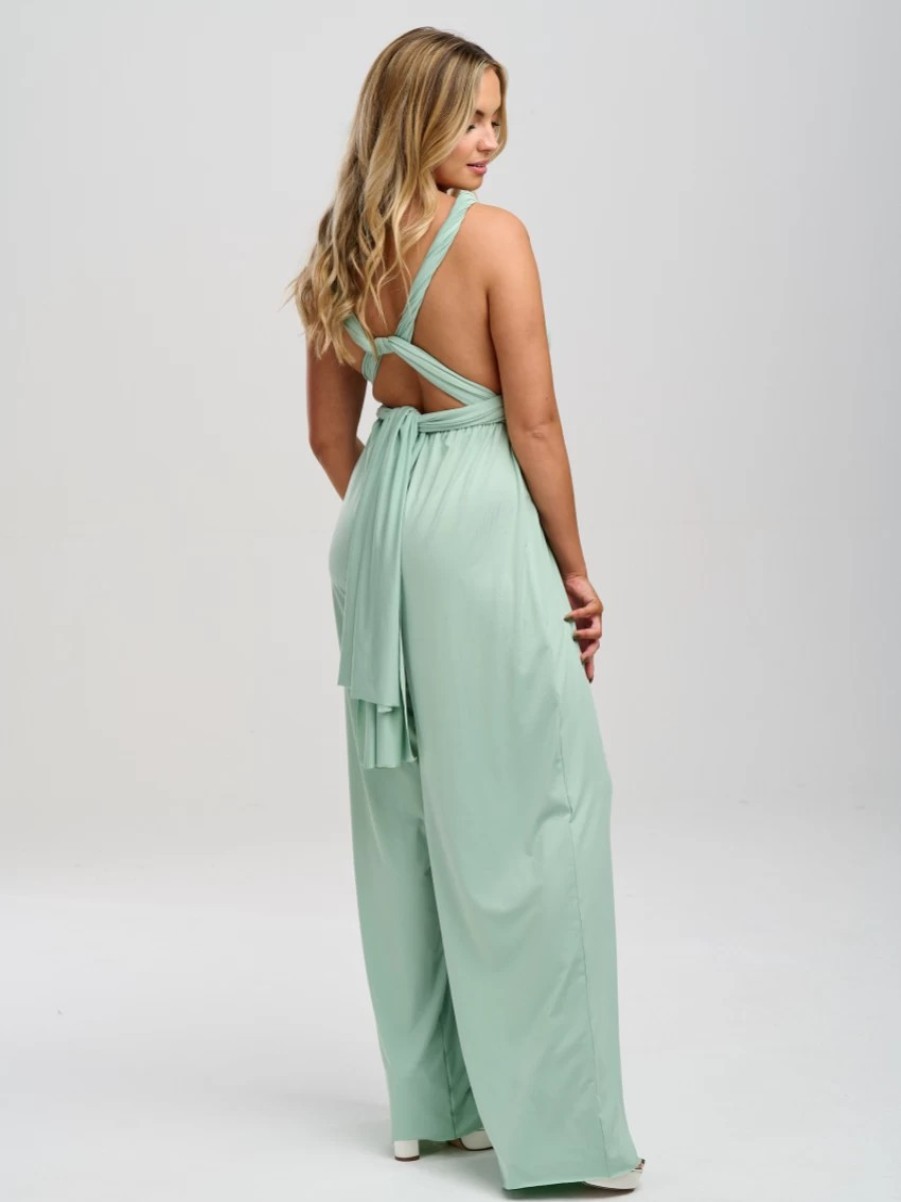 Lace & Favour Emily Rose Mint Green Multiway Bridesmaid Jumpsuit (One Size) Hot