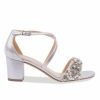 Pink Paradox London Paradox London Maeve Silver Shimmer Embellished Low Block Heel Sandals Clearance