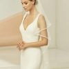 Bianco Evento Bianco Ivory Waterfall Effect Fingertip Veil With Narrow Lace Edge S365 Best