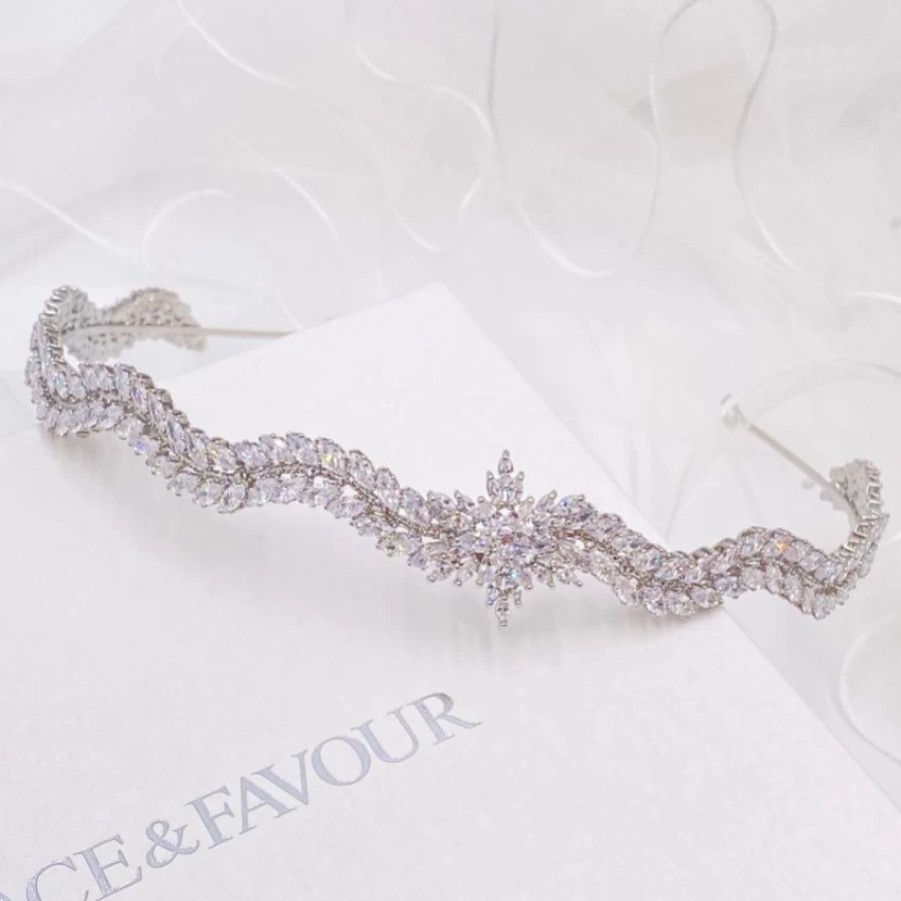 Lace & Favour Zion Cubic Zirconia Bridal Headband Wholesale