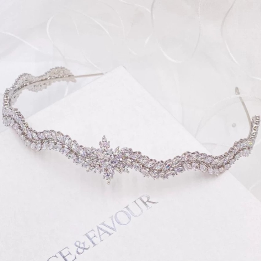 Lace & Favour Zion Cubic Zirconia Bridal Headband Wholesale