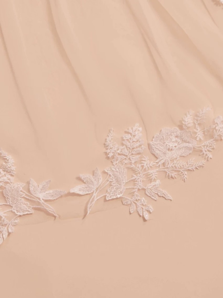 Bianco Evento Bianco Ivory Single Tier Cut Edge Cathedral Veil With Lace Appliques S416 Online