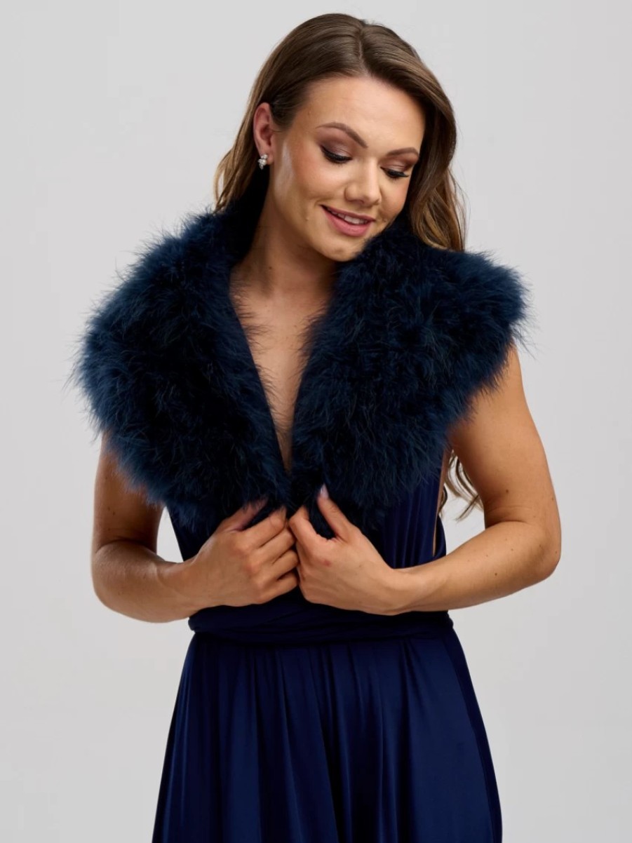 Beverly Hills Scarlet Navy Feather Wedding Wrap Online