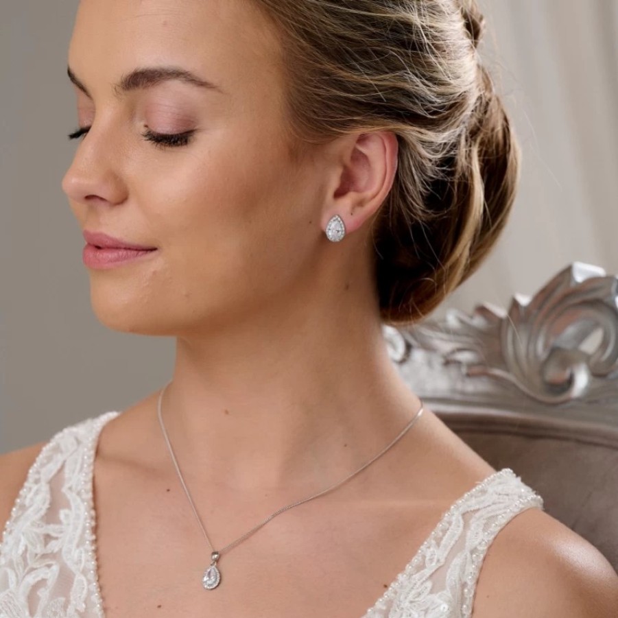 Lace & Favour Lulu Silver Crystal Stud Wedding Jewellery Set Online