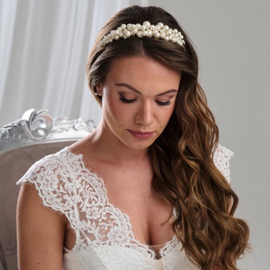 Arianna Arianna Low Chunky Pearl Bridal Tiara Ar789 New