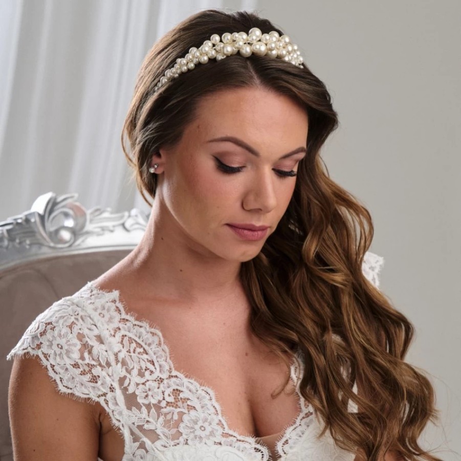 Arianna Arianna Low Chunky Pearl Bridal Tiara Ar789 New