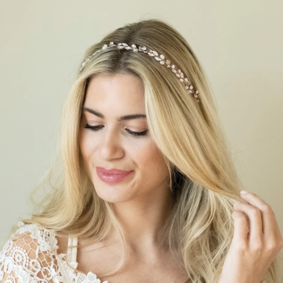 Ivory & Co Ivory And Co Bohemia Rose Gold Delicate Pearl And Crystal Hair Vine Clearance