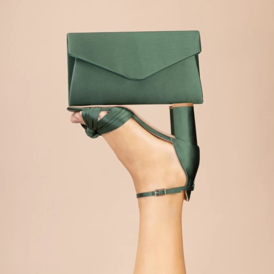 Perfect Bridal Perfect Bridal Simone Green Satin Envelope Clutch Bag Hot