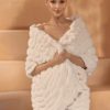 Bianco Evento Bianco Ivory Wide Faux Fur Shawl E444 Wholesale