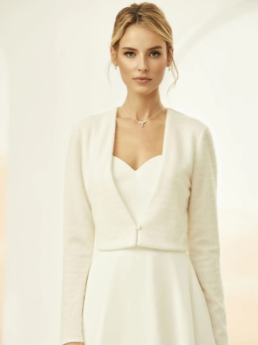 Bianco Evento Bianco Ivory Knitted Long Sleeve Bridal Cardigan E317 Online