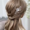 Lace & Favour Ellie Pearl Cluster Wedding Hair Pin (Silver) New