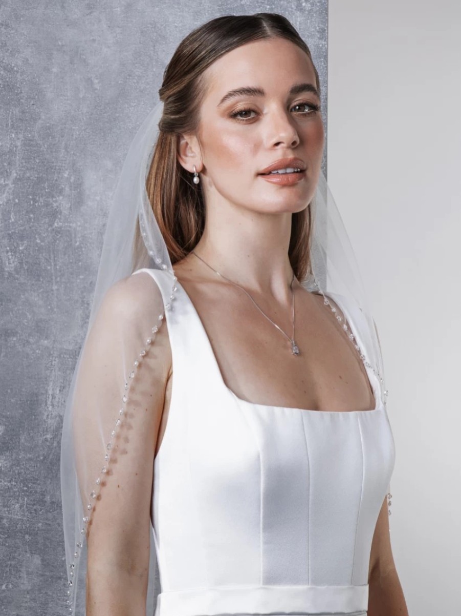 Rainbow Club Rainbow Club Azalea Ivory Short Beaded Edge Single Tier Veil Online