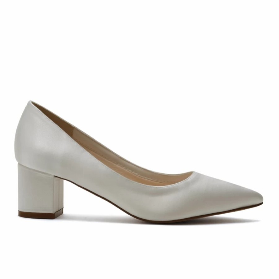 Rainbow Club Rainbow Club May Dyeable Ivory Satin Low Block Heel Pointed Courts Online