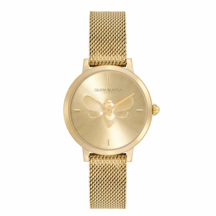 Olivia Burton Olivia Burton Bee 28Mm Ultra Slim Gold Mesh Watch Clearance