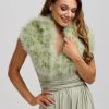 Beverly Hills Scarlet Sage Green Feather Wedding Wrap Hot