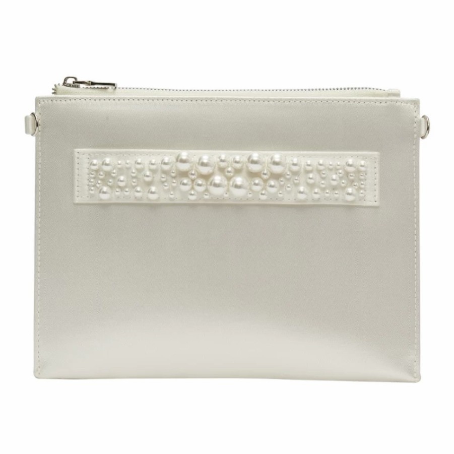 Rainbow Club Rainbow Club Cece Ivory Satin And Pearl Clutch Bag Clearance