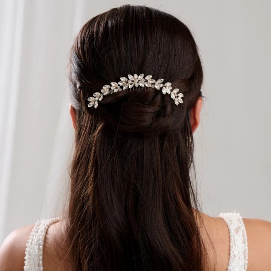 Lace & Favour Luna Gold Small Crystal Embellished Wedding Hair Comb Clearance