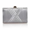 Perfect Bridal Perfect Bridal Bay Silver Criss Cross Satin Clutch Bag Hot