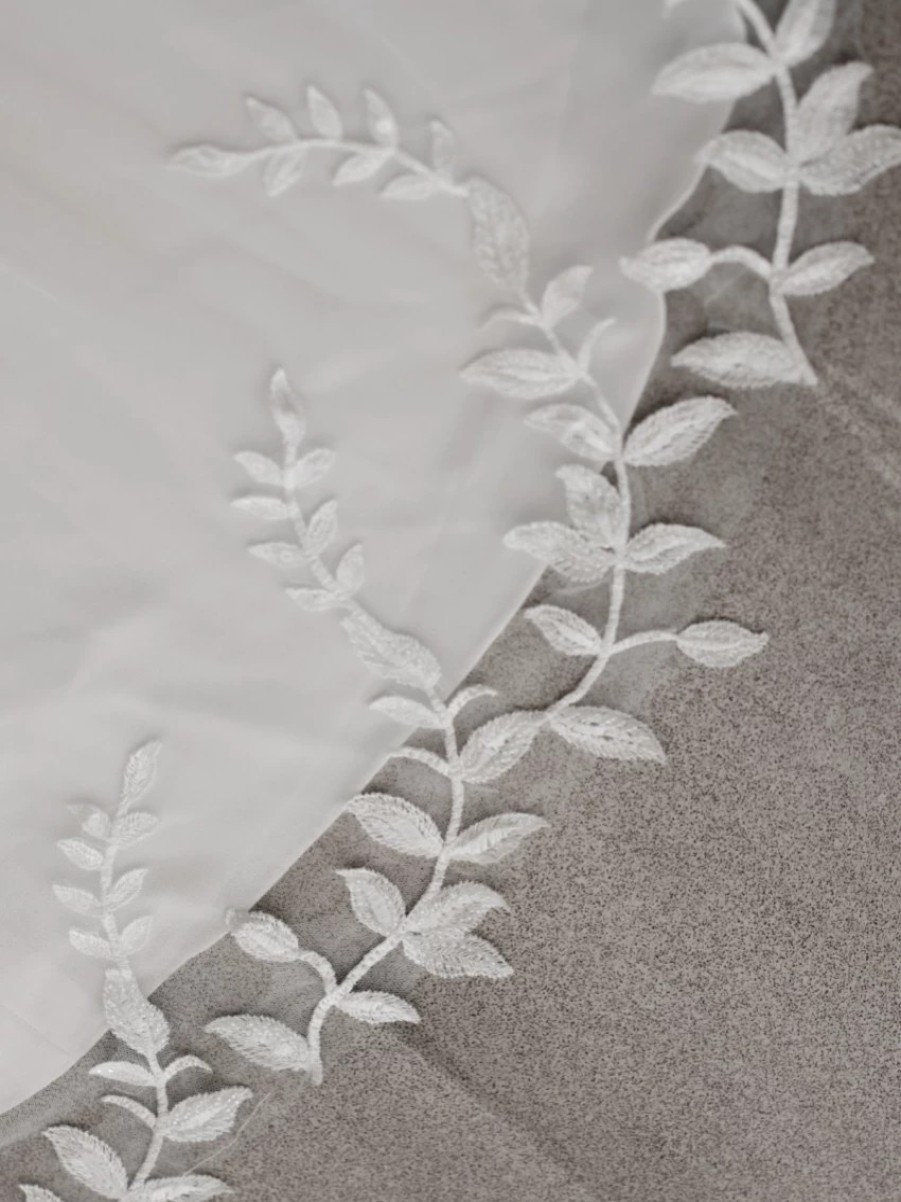 Linzi Jay Linzi Jay Ivory Single Tier Embroidered Trailing Leaf Chapel Veil La619 Online