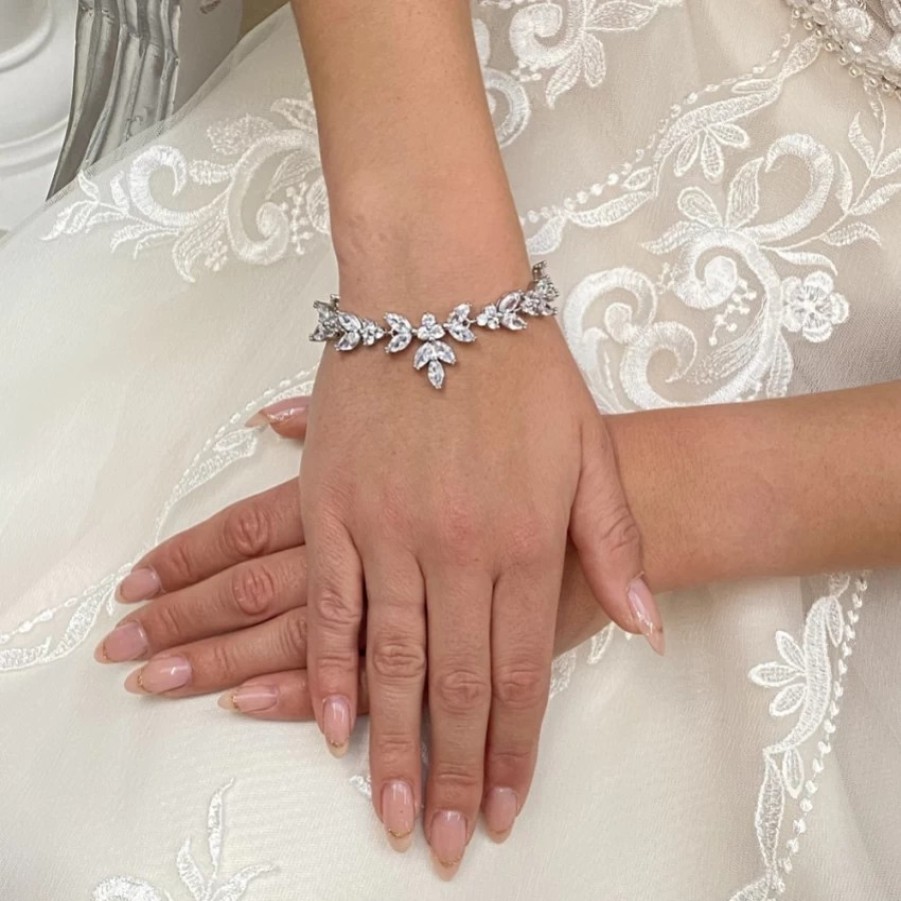 Lace & Favour Adelaide Silver Vintage Inspired Crystal Bracelet Clearance