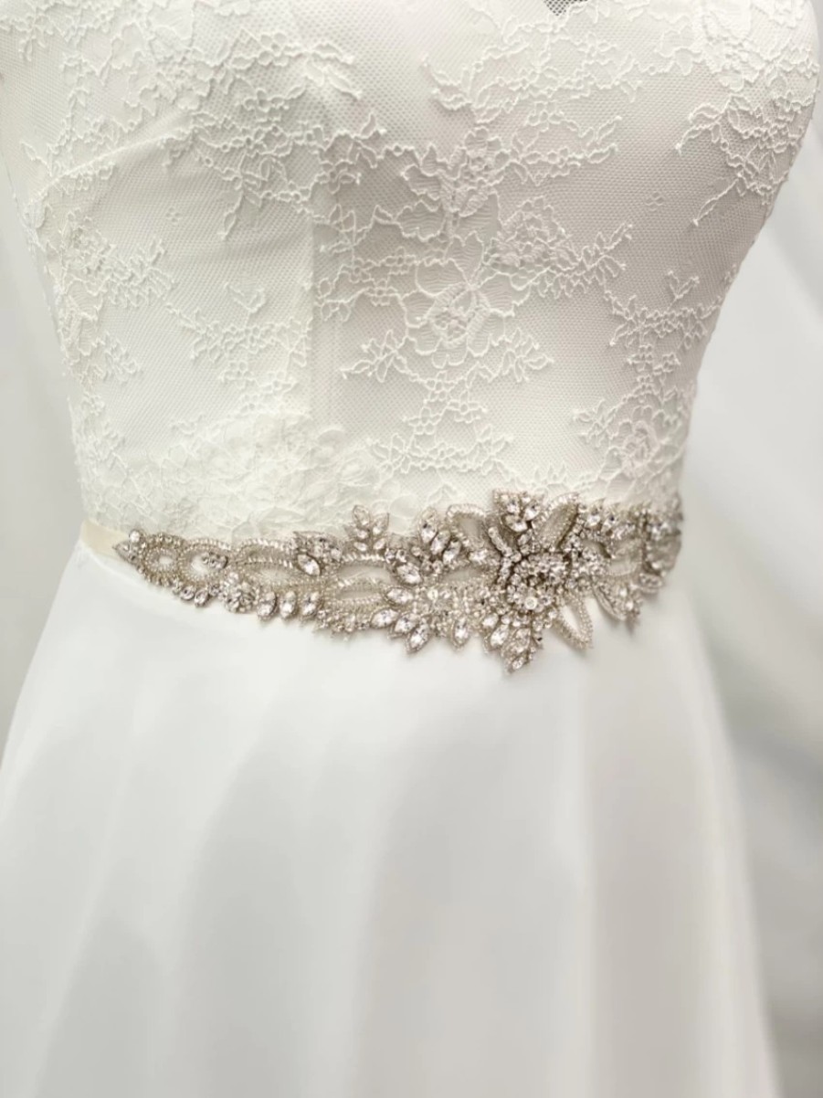 Beads & Beyond Hamilton Vintage Beaded And Crystal Embellished Bridal Belt Clearance